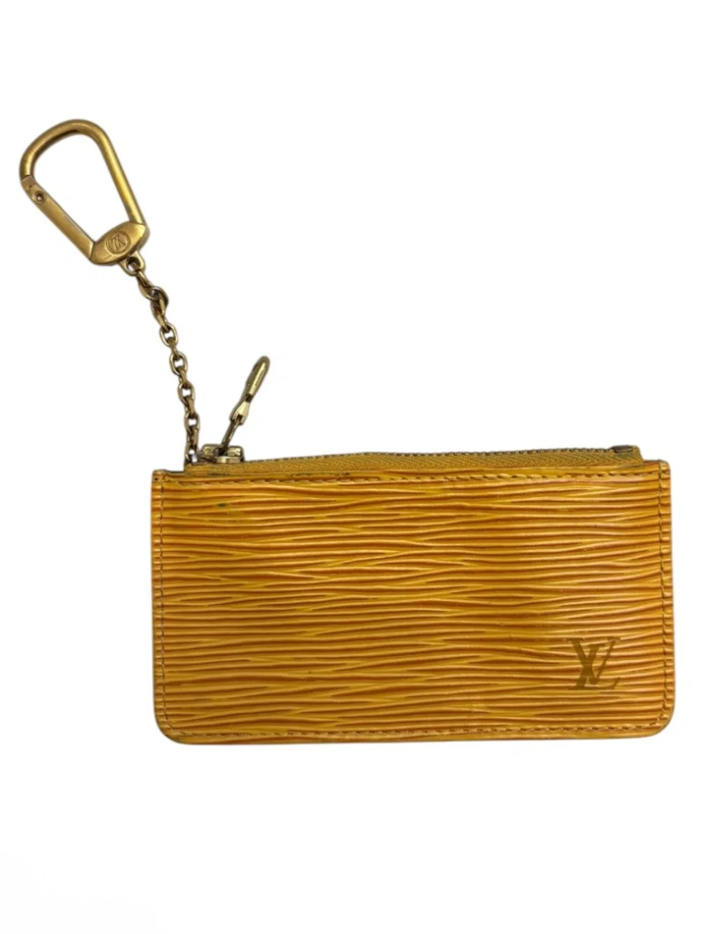 Louis Vuitton Coin Case with Carabiner Pochette Cles Yellow epi leather Spain